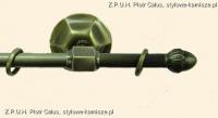 K-402 Rura fi 14mm 1mm gładka wykończenie: średnia patyna przecierana. Karnisz krótszy o 8cm rura fi 14x1